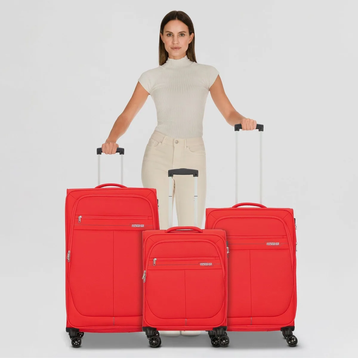 American Tourister Trolleyset Deep Dive, 3-teilig, 4 Rollen, strapazierfähiger Polyester 3