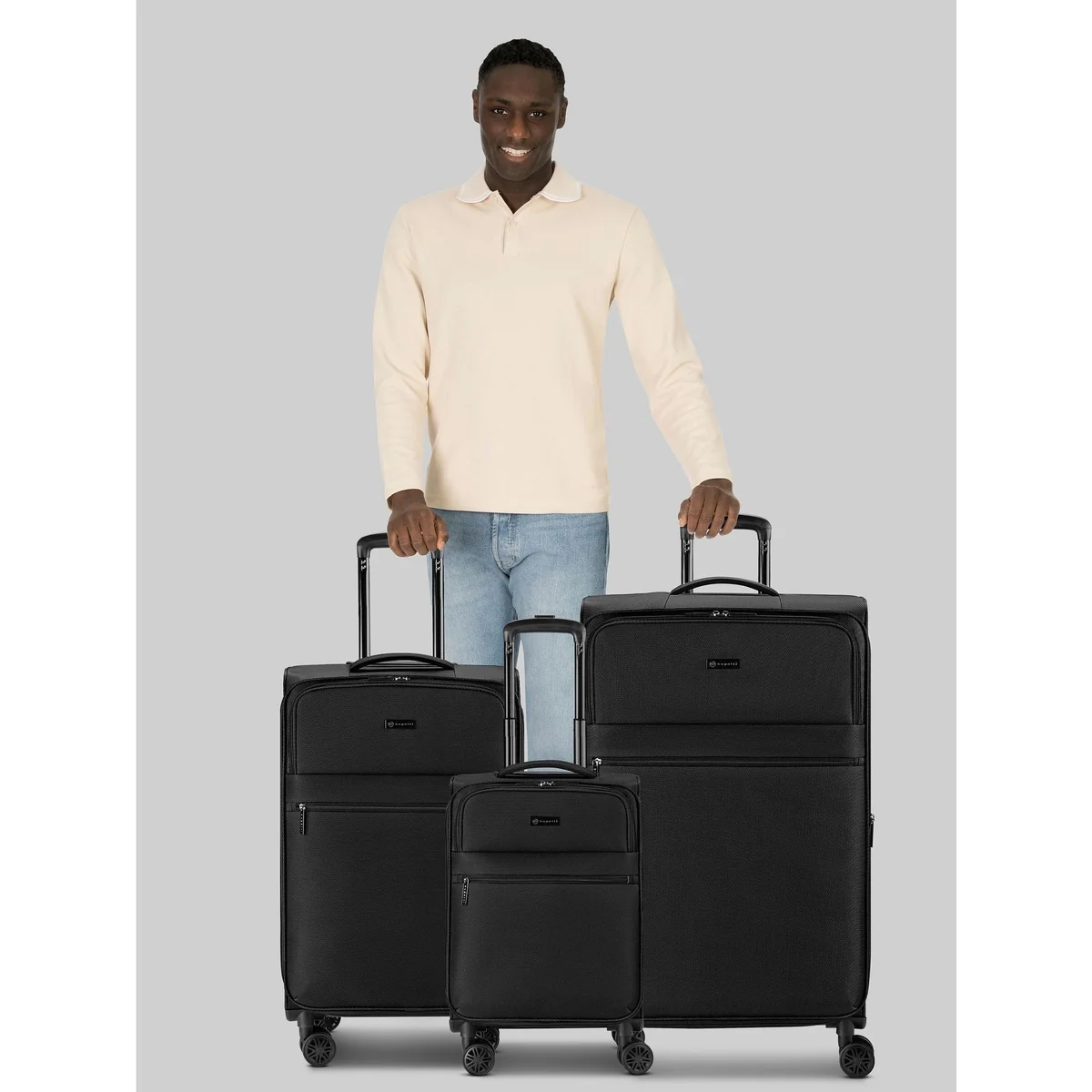 bugatti Trolleyset Valencia Soft, 4 Rollen, 3-teilig, Polyester 3