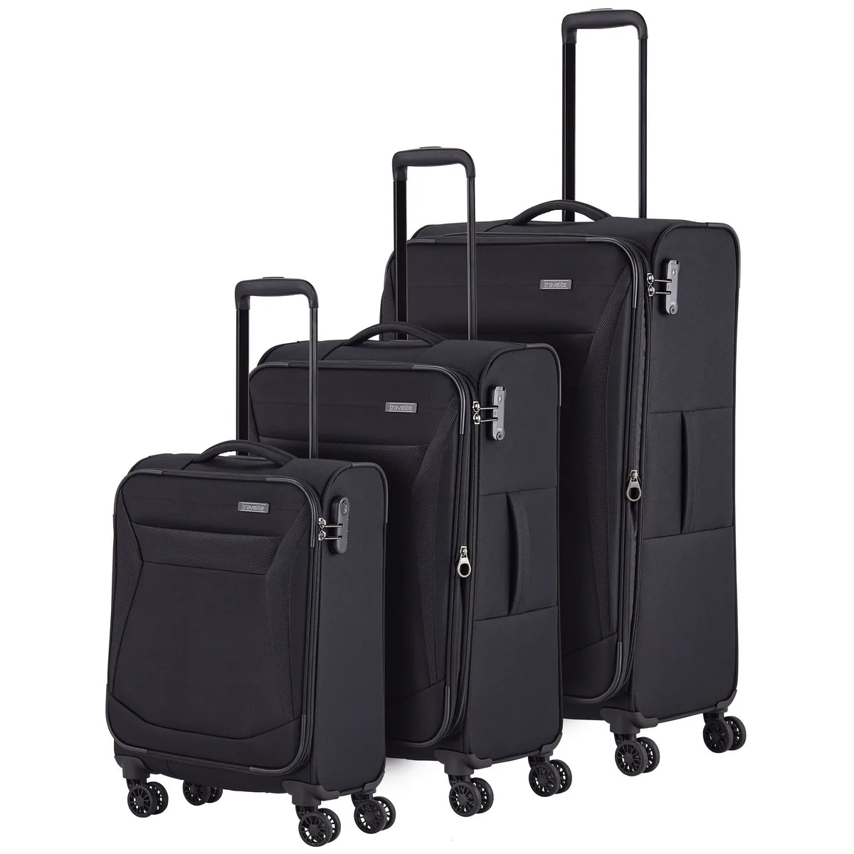 travelite Chios Trolleyset, 3-teilig, erweiterbares Volumen, 4 Rollen
