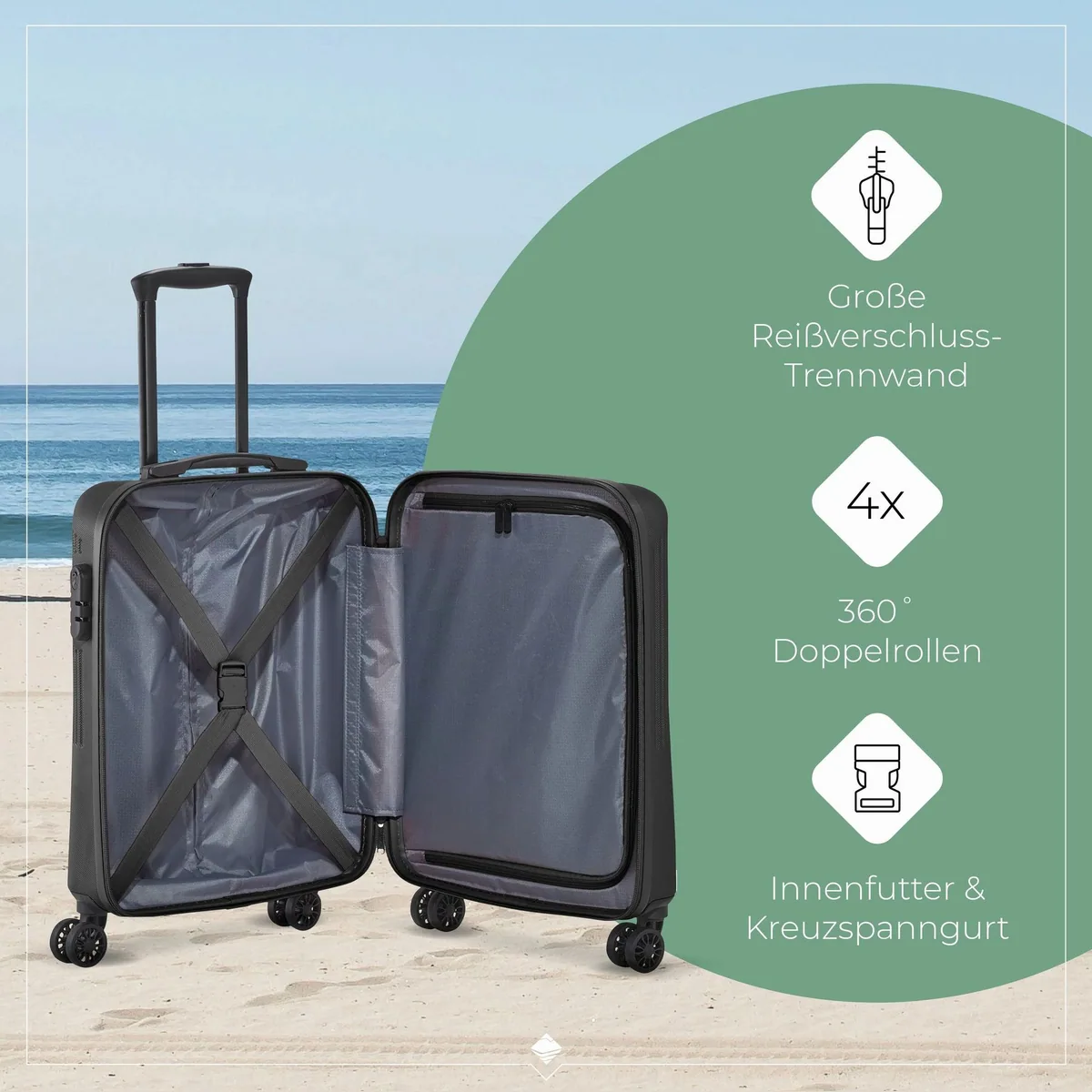 travelite Bali Hartschalen-Trolley, 4 Rollen, TSA-Schloss, robustes Design 5